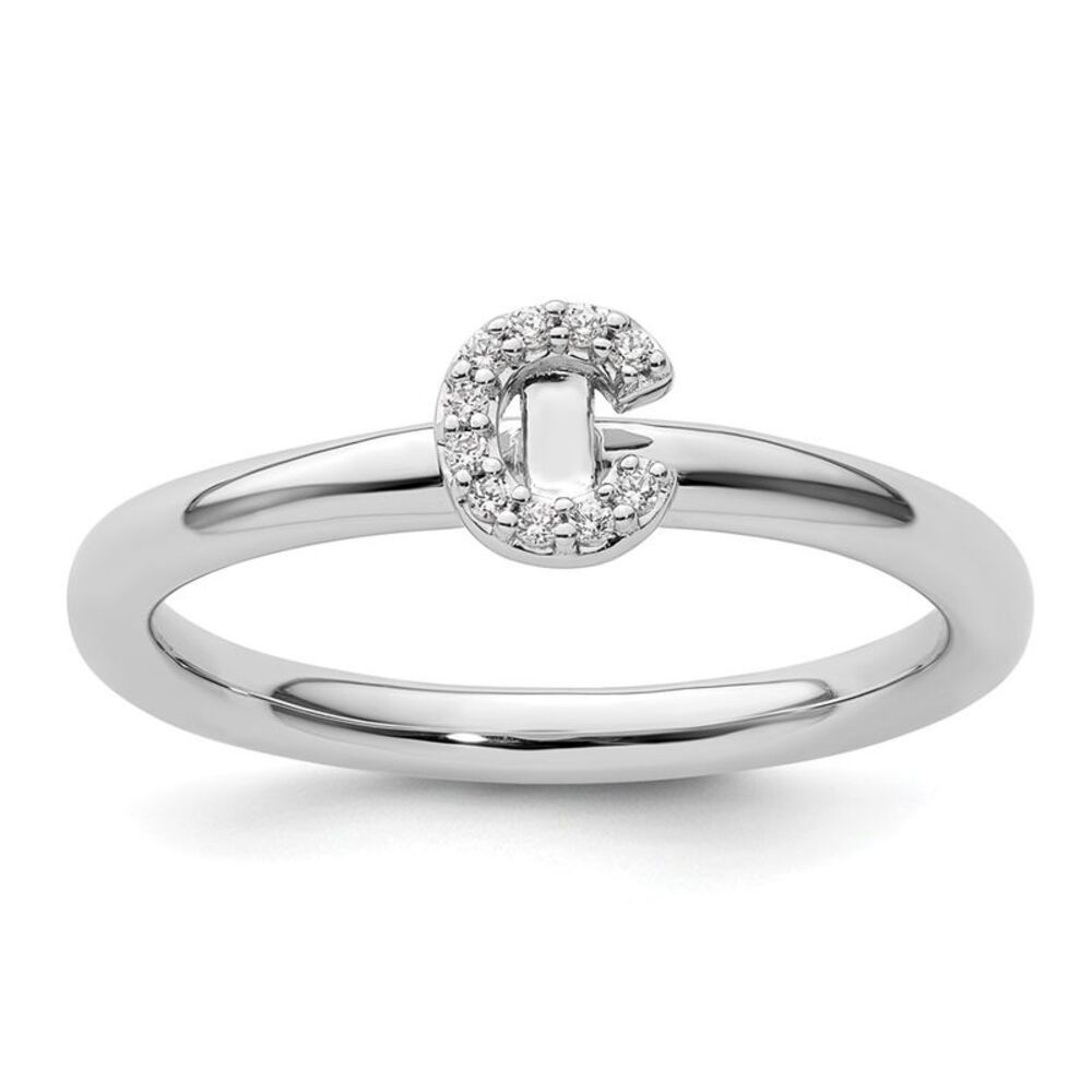 Kazi Luxury 14k White Gold Stackable Diamond Init… - image 1